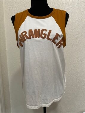 Wrangler White Tank with Mustard Raglan Sleeves